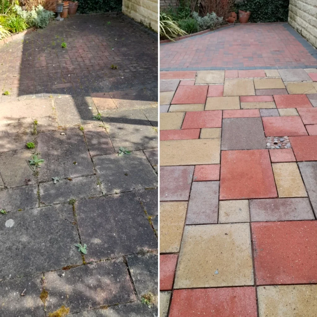 PowerKleen Outdoor Cleaning Services - before and after patio